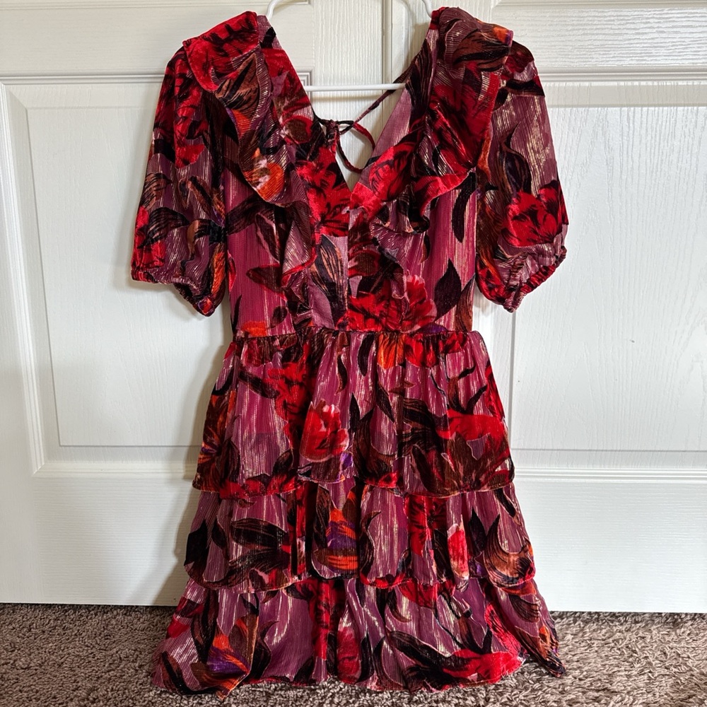 Adelyn Rae Red Floral Cocktail Dress Size XS